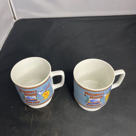 Vintage Maxwell House Pedestal Coffee Cups Mugs Good to the Last Drop - Set of 2 - Picture 3 of 7